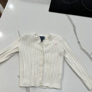 Ralph Lauren Cream Cableknit with Pink Pony